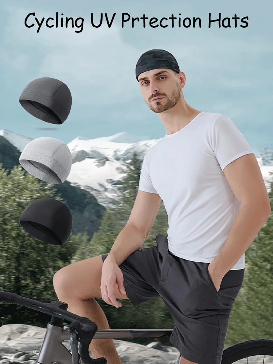 Sommer-Radkappe für Herren und Damen, schnelltrocknend, UV-Schutz, Sportmütze, kühlende Skullcap, Unisex-Helmunterziehmütze, Schweißmütze, Fahrrad- und Laufmütze – Detail 1
