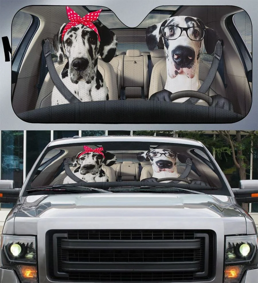 

Great Dane Couple Car Accessories Personalized Car Sun Shade Car Accessories Gift Decor Custom Car Gift For Him Gift For Dad For