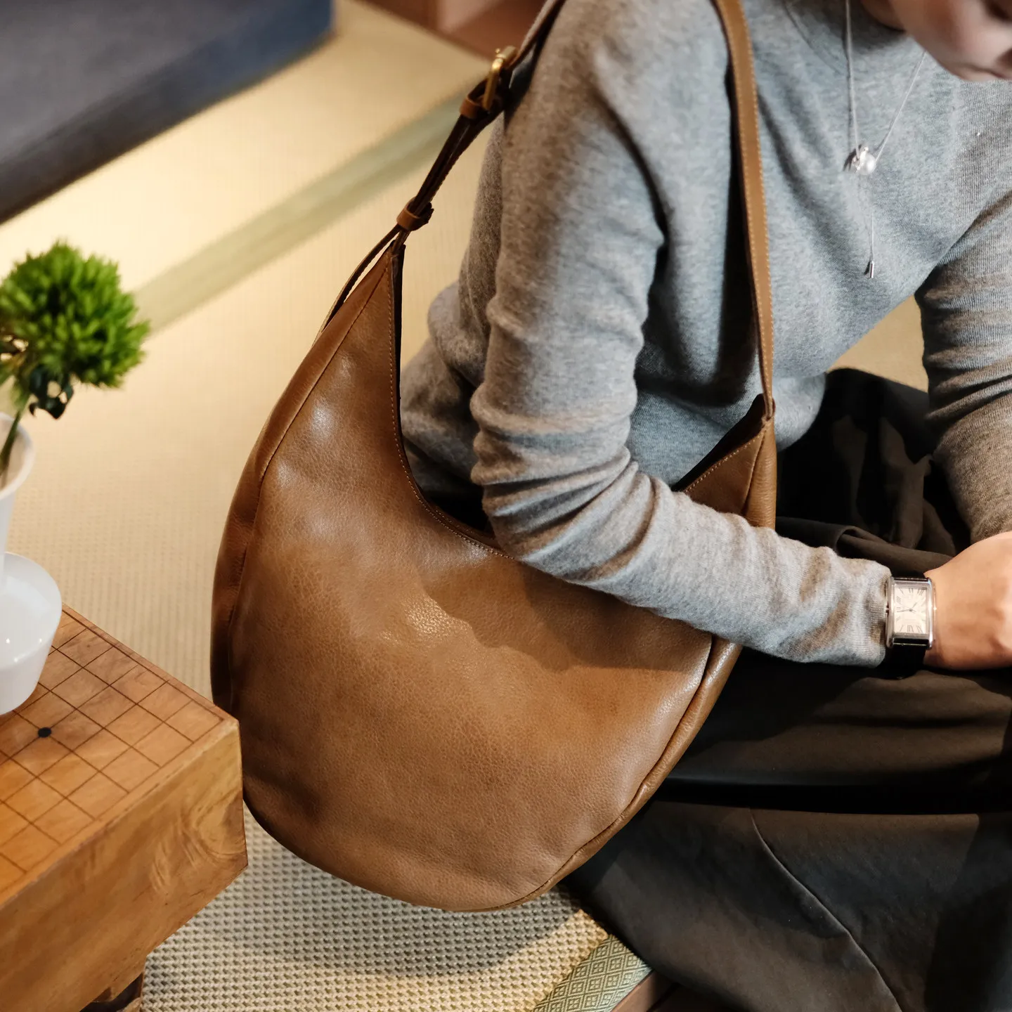 casual designer handmade first layer cowhide women large-capacity shoulder bag simple vintage genuine leather underarm bag