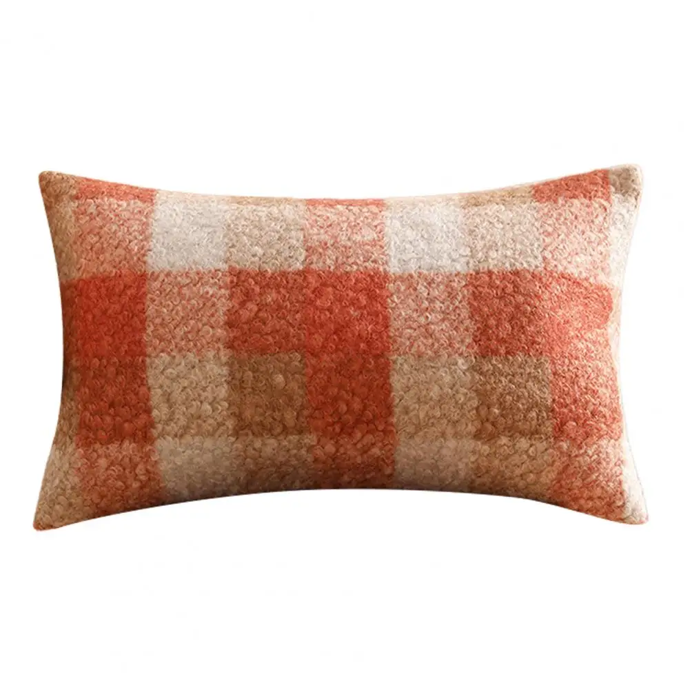 Funda de almohada de felpa para decoración de interiores y otoño, forro de almohada de lana sintética con gradiente acogedor, con cremallera oculta, estilo nórdico para el hogar