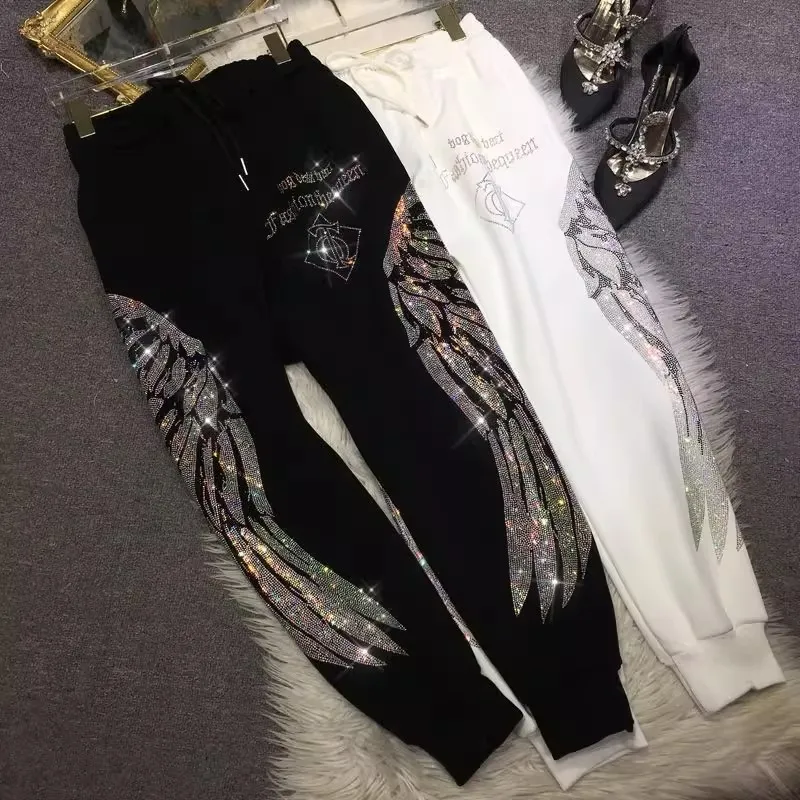 

Heavy Du Glittering Fce Lined Thiened Autumn Winter Sports Casual Trousers for Men And Women High Street Sle Warmth