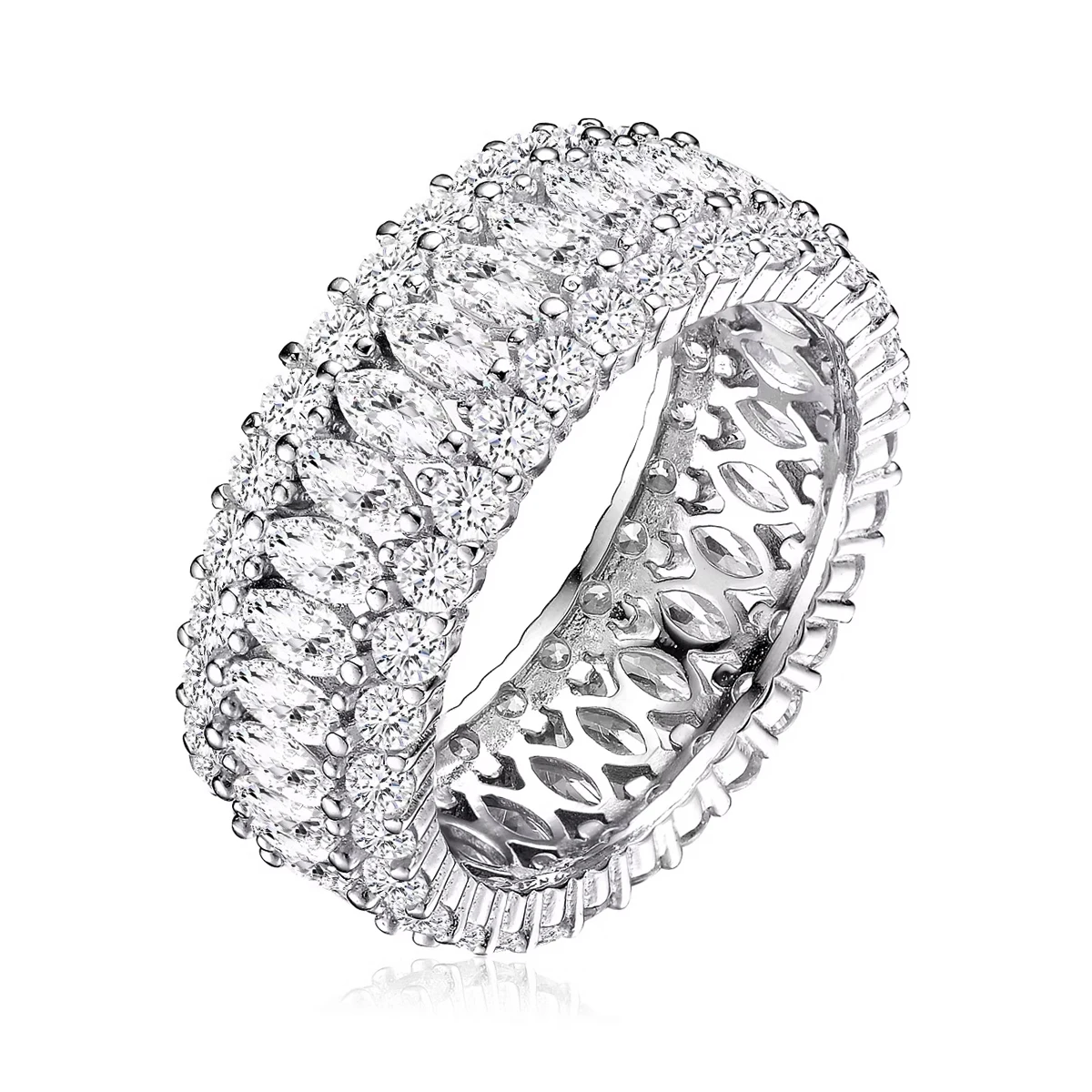 

Роскошное кольцо с белым цирконом маркизной огранки, покрытое серебром 925 пробы, для женщин, на годовщину, вечеринку, подарок, ювелирное украшение