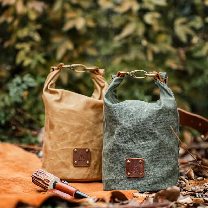 Custom Oil Waxed Canvas Multifunctional Camping Kit Portable Tool With Logo For Mushroom Foraging And Tours