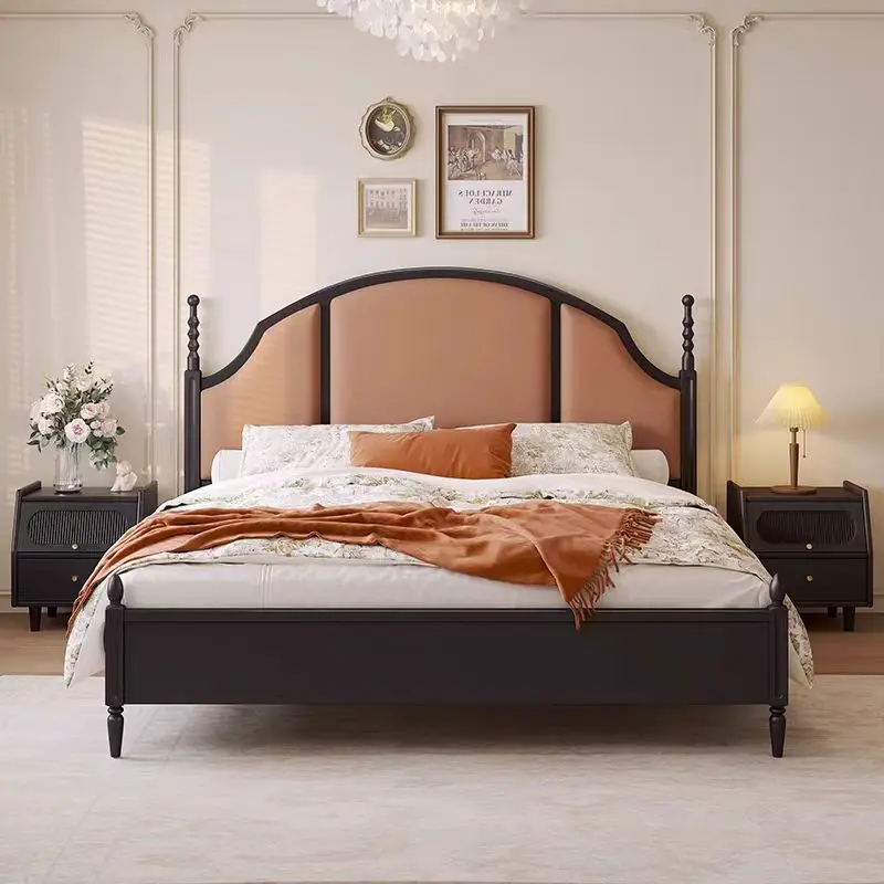 

Modern Wood Bed Frame Double Queen Hotel Apartment Bedroom Home Furniture King Bed