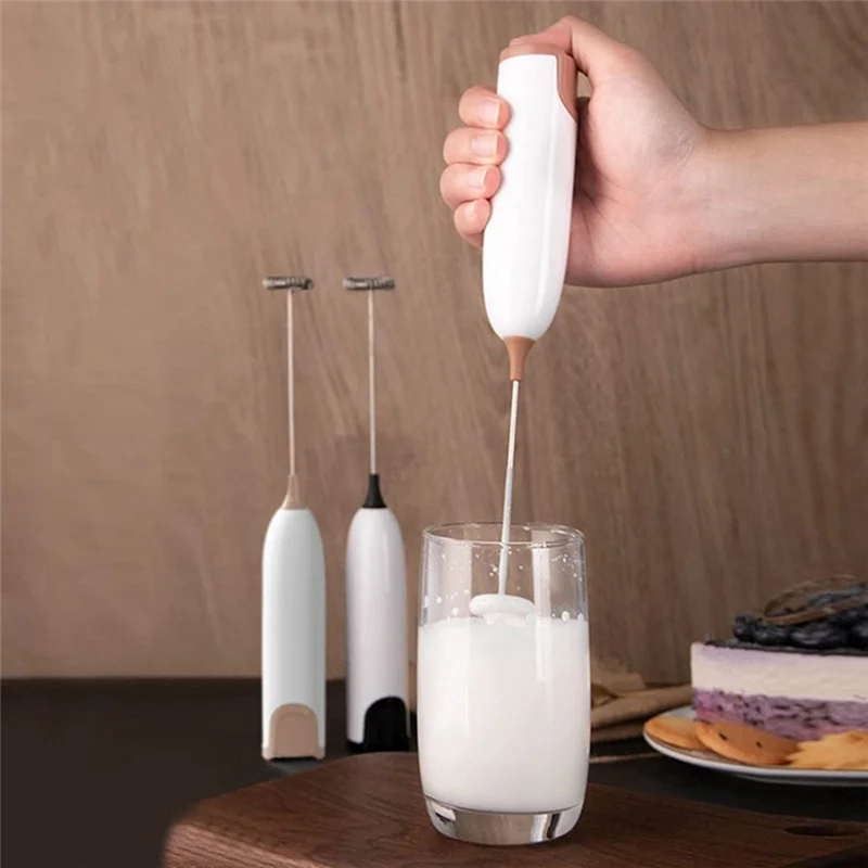 Electric Milk Frother Kitchen Foamer Whisk Mixer Stirrer Coffee Cappuccino Whisk Frothy Blend Egg Beater Coffee Color