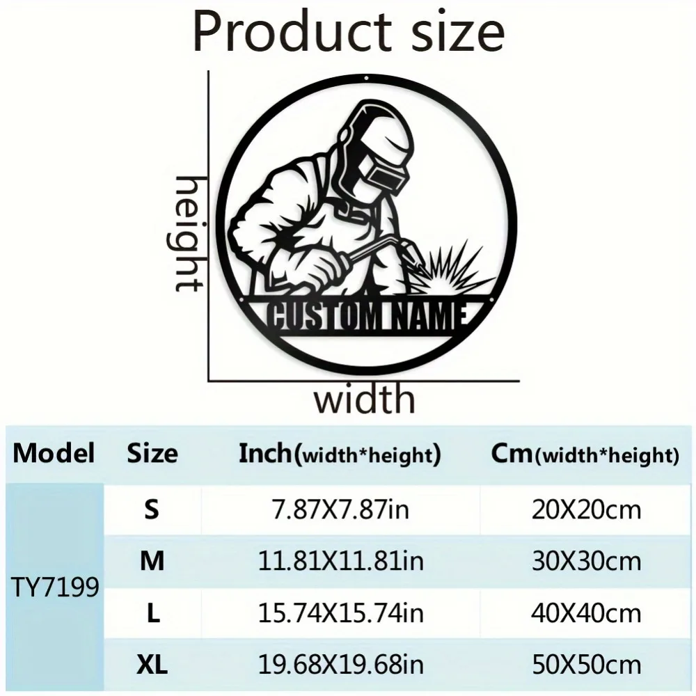 1 buah kustom pengelasan tanda logam konstruksi tukang las karya seni dinding dekorasi hadiah untuk tukang las tanda baja ornamen bengkel