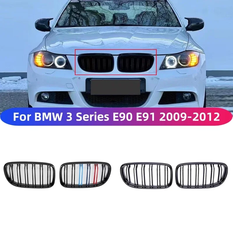 

For BMW 3 Series E90 E91 High Quality Car Grille Front Bumper Grill Double Slats Gloss Black M Color Car Styling 2009-2012