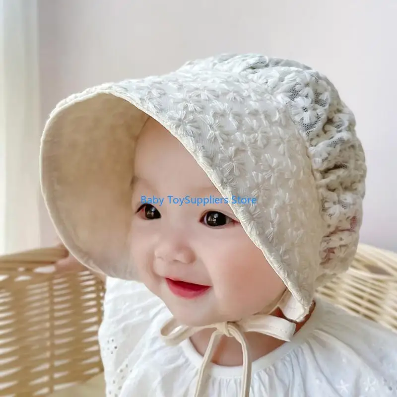 

R1WF Girls Lace Hat Vintage Princess-Hat Toddler Girls 0-1Y Summer Sun Protective Hat