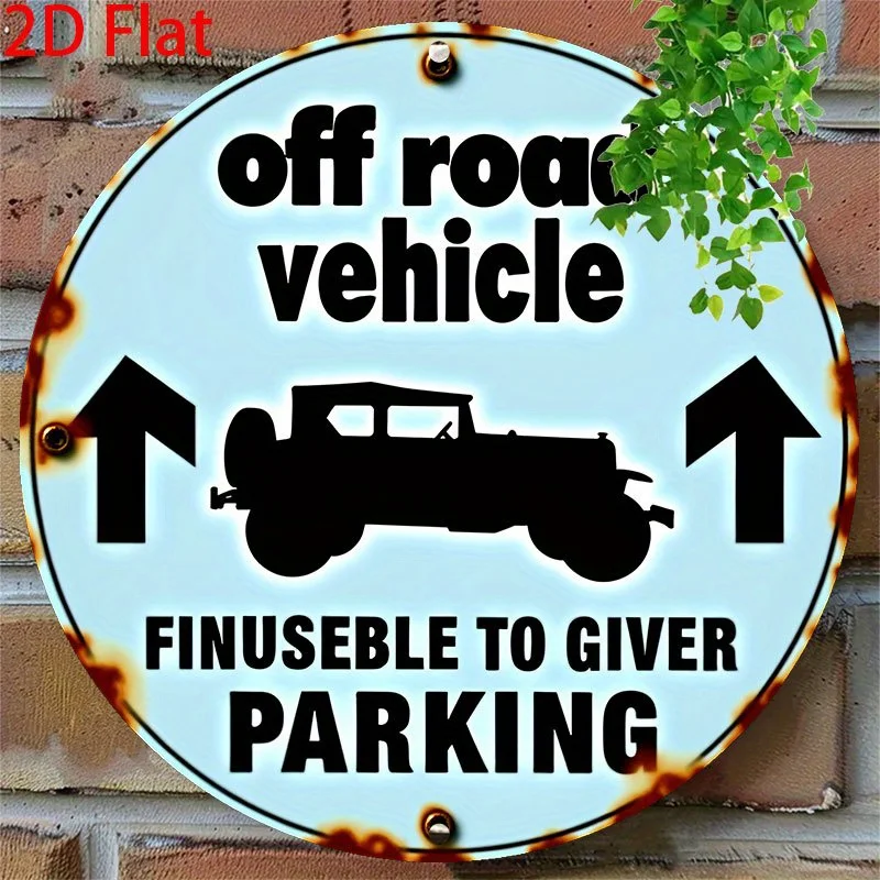 2D Flat - [2D Flat] 2D Plane, 2D Plane Printing 1 Metal Iron Sign 2D Plane, 1 Round Sign - Retro 