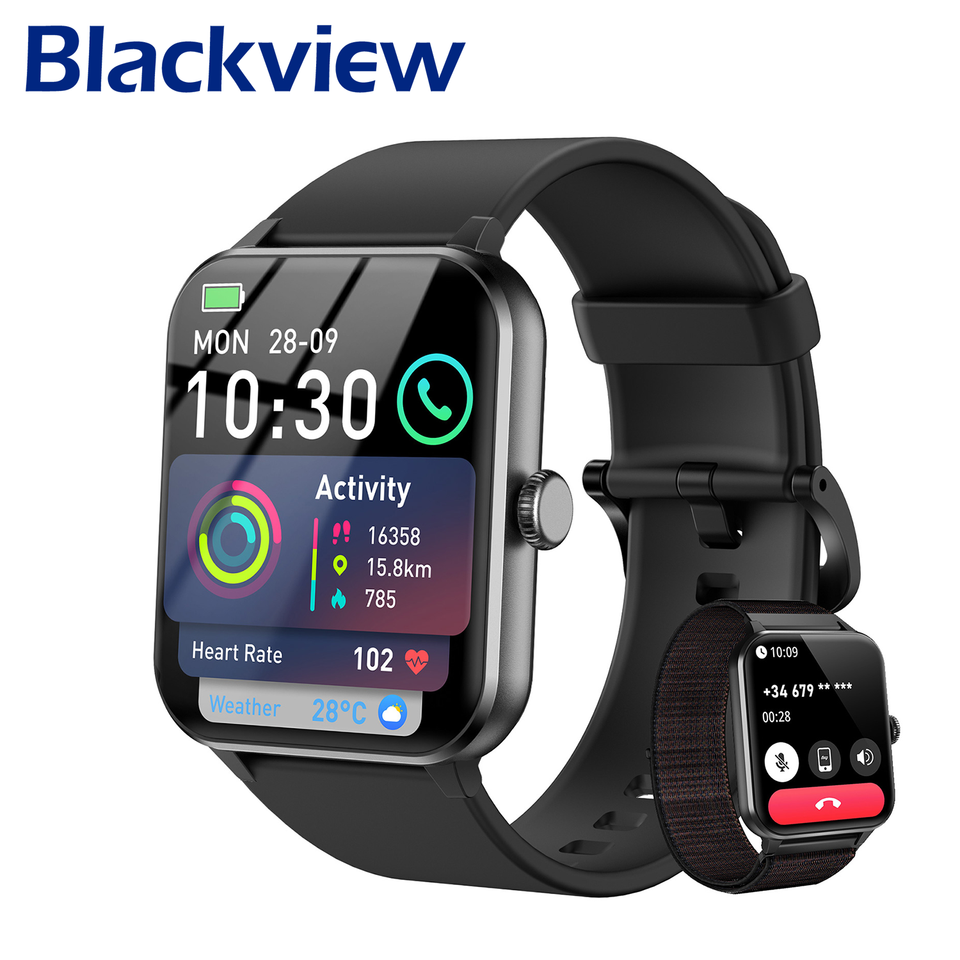  Blackview R50 Smartwatch with Bluetooth Call Voice Assistant 1.85'' Large HD Screen Fitness Tracking Man Watches Sleep Monitor 