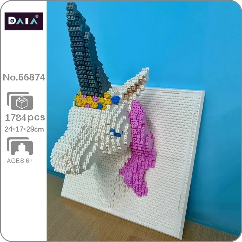 Daia 66874 Unicorn House Monster Pet Animal Head Mural Wall Painting Mini Diamond Blocks Bricks Building Toy For Children No Box