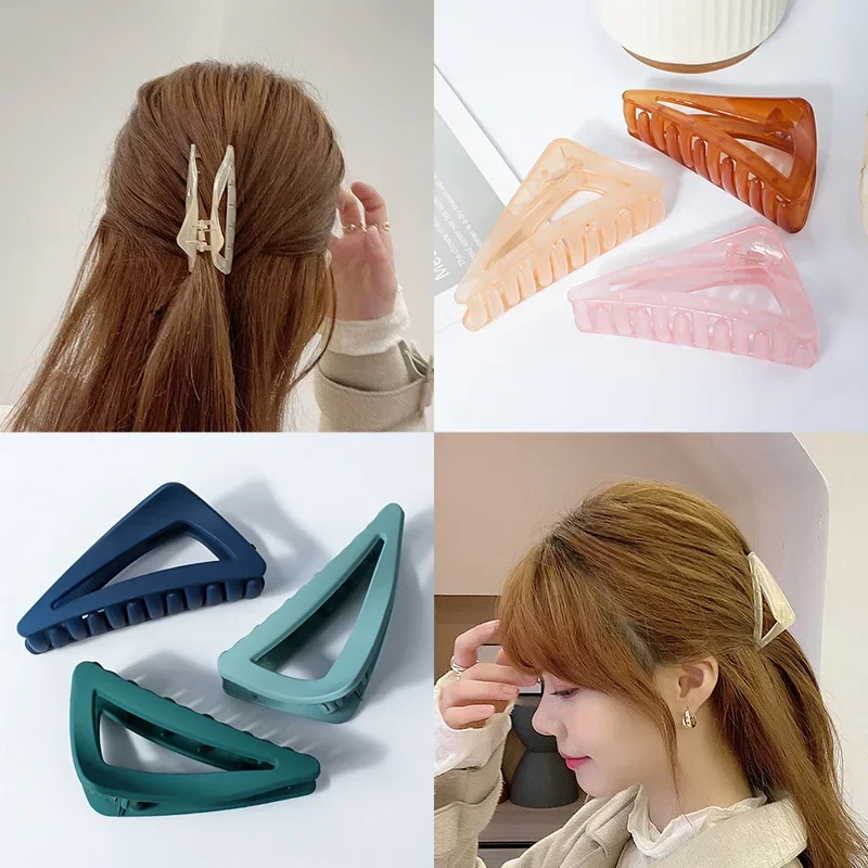 Plastic Triangle Hair Claw Hair Clip for Women Girls Solid Color Barrettes Hairpin Crab Ladies Korean Fashion Hair Accessories image 2