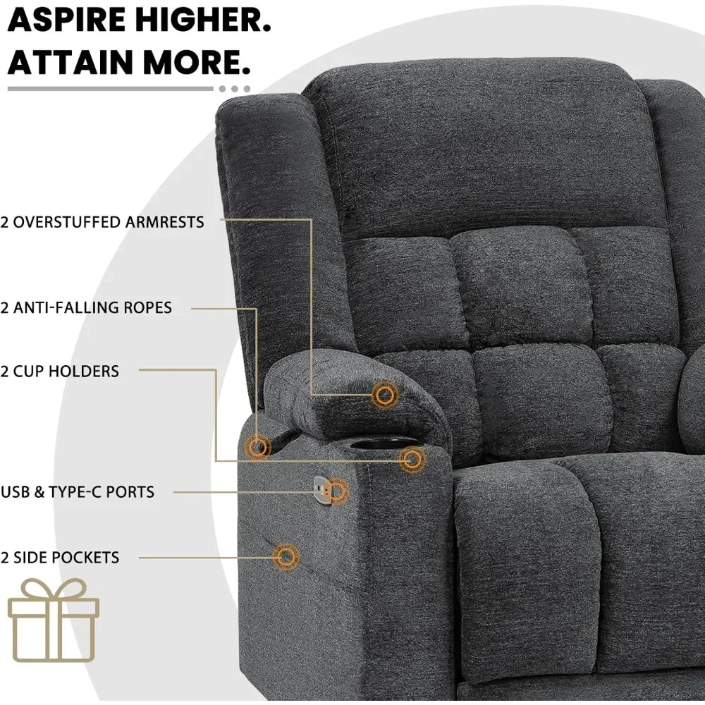 Кресло-реклайнер с двойным двигателем и электроподъемником с подогревом и массажем для пожилых людей, удобное плоское кресло