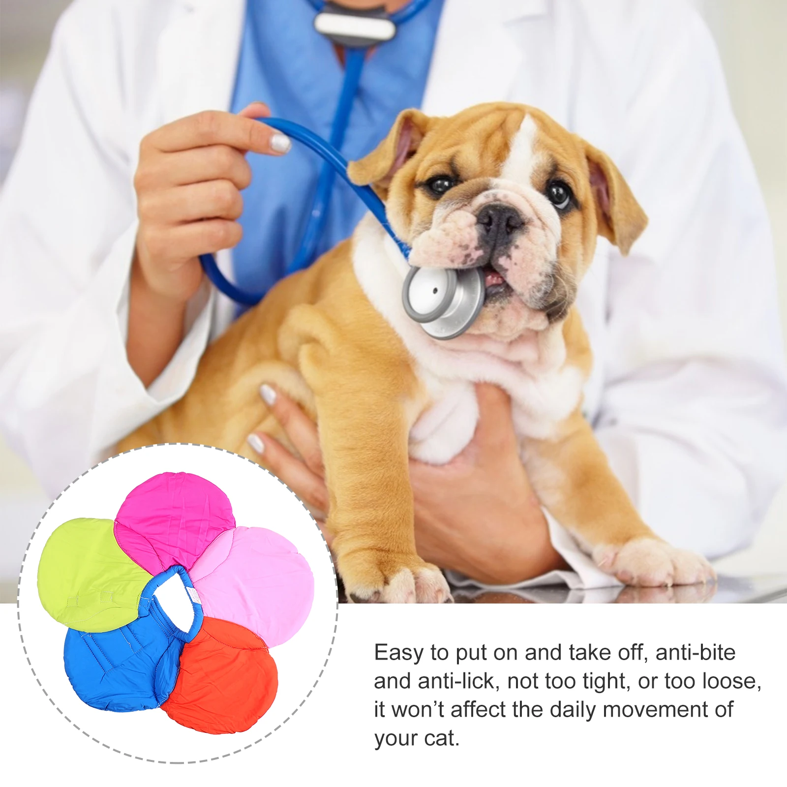 

Anti Scratch Pet Neck Adjustable Cat Recovery Collar For Wound Healing After Surgery Breathable Polyester For