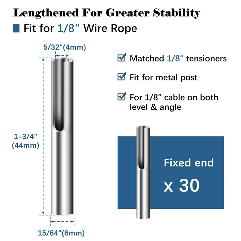 AA01-1/8 Inch Invisible Cable Railing Terminal Toggle Anchor Angle, Stainless Steel Adjustable Cable Railing Hardware