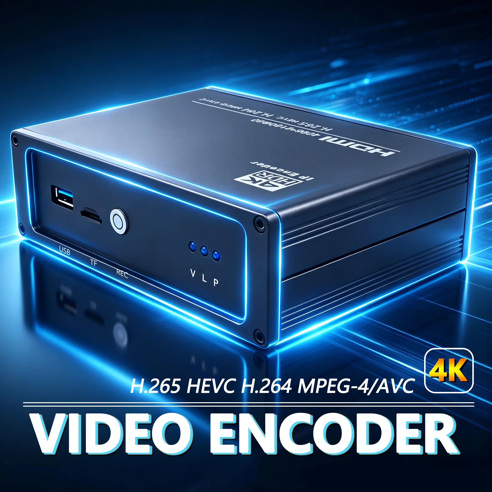 4K HD video encoder, compatible with HTTP / RTSP / RTMP / RTMPS / UDP/RTP (unicast/multicast) streaming protocols and ONVIF