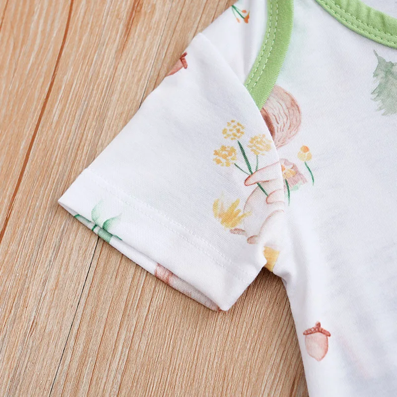 Green fox printed Newborn baby clothes 0-18 months Comfortable with Clothing Infant high quality Summer Short sleeves Jumpsuit