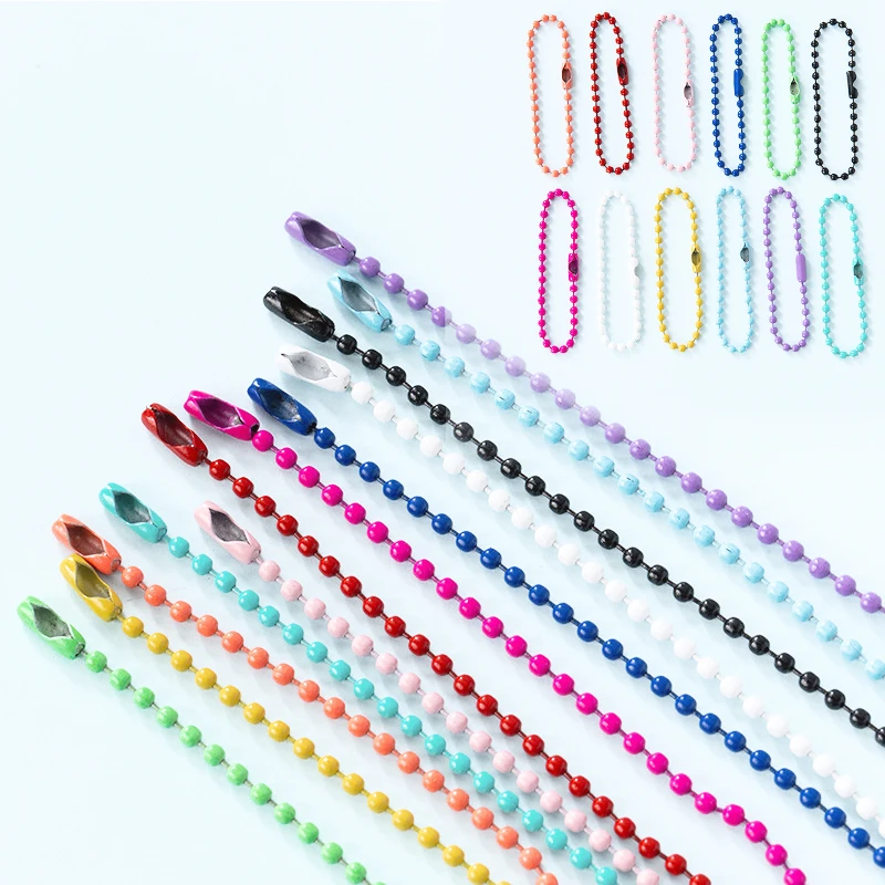 10-50pcs/lot Ball Bead Chains Fits Key Chain/Dolls/Label Hand Tag Connector DIY Bracelet Jewelry Making Accessorise 12CM 2.4mm