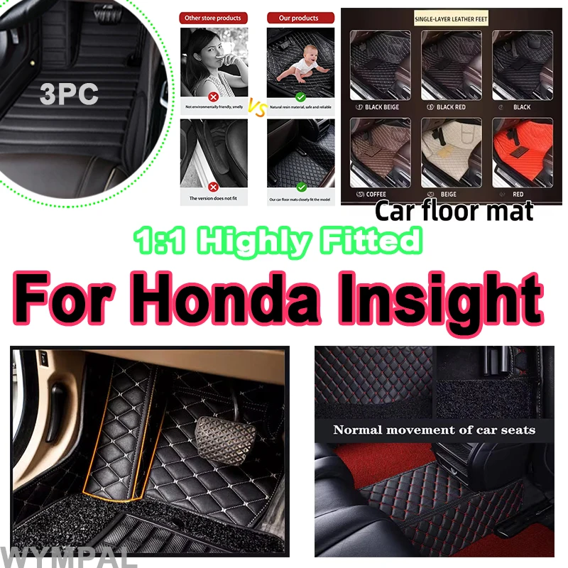 

Luxury Car Floor Mats For Honda Insight ZE2 ZE3 2010~2014 Auto Foot Pads Mat Interior Parts Car Leather Carpet Rugs protective