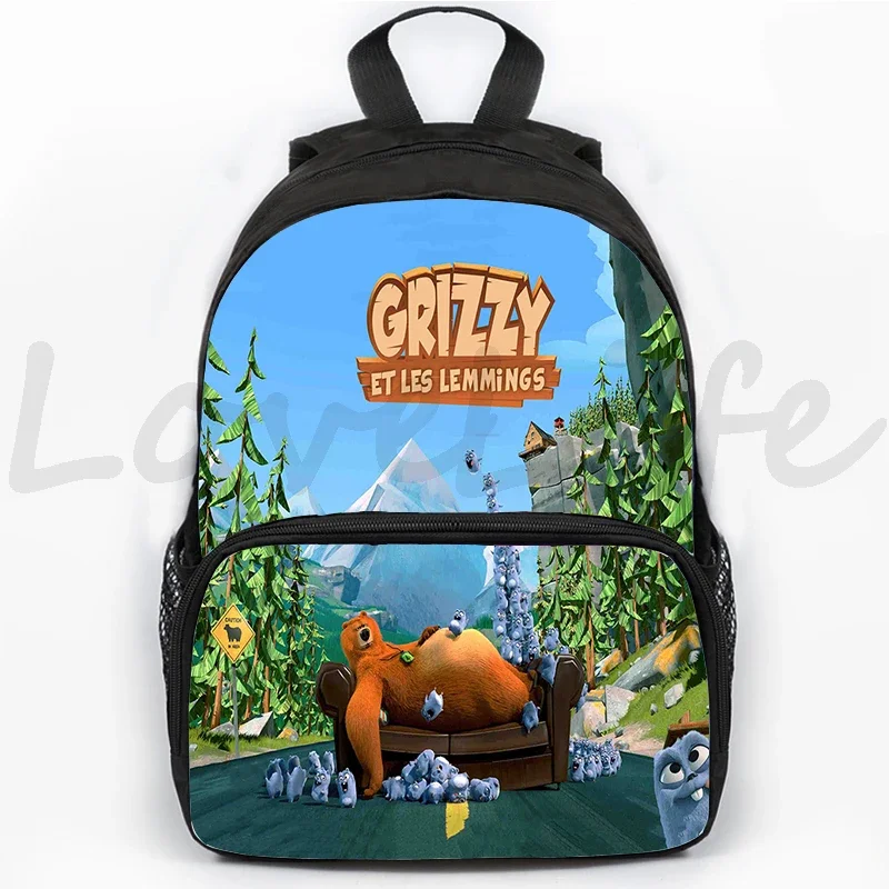 Grizzy And The Lemmings Backpack Girls Boys School Bag Sunlight Grizzly Bear Backpacks Students kids Cartoon Rucksack Mochila