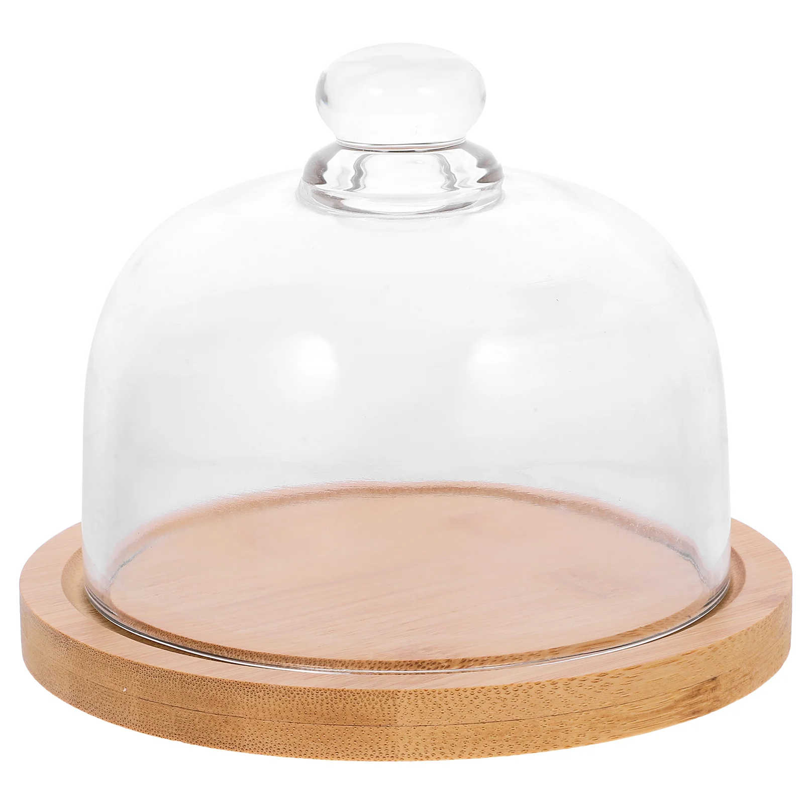 

Platter Transparent Glass Cover Decoration Cookie Stand with Lid Small Wooden Foretaste Dessert Bread Holder