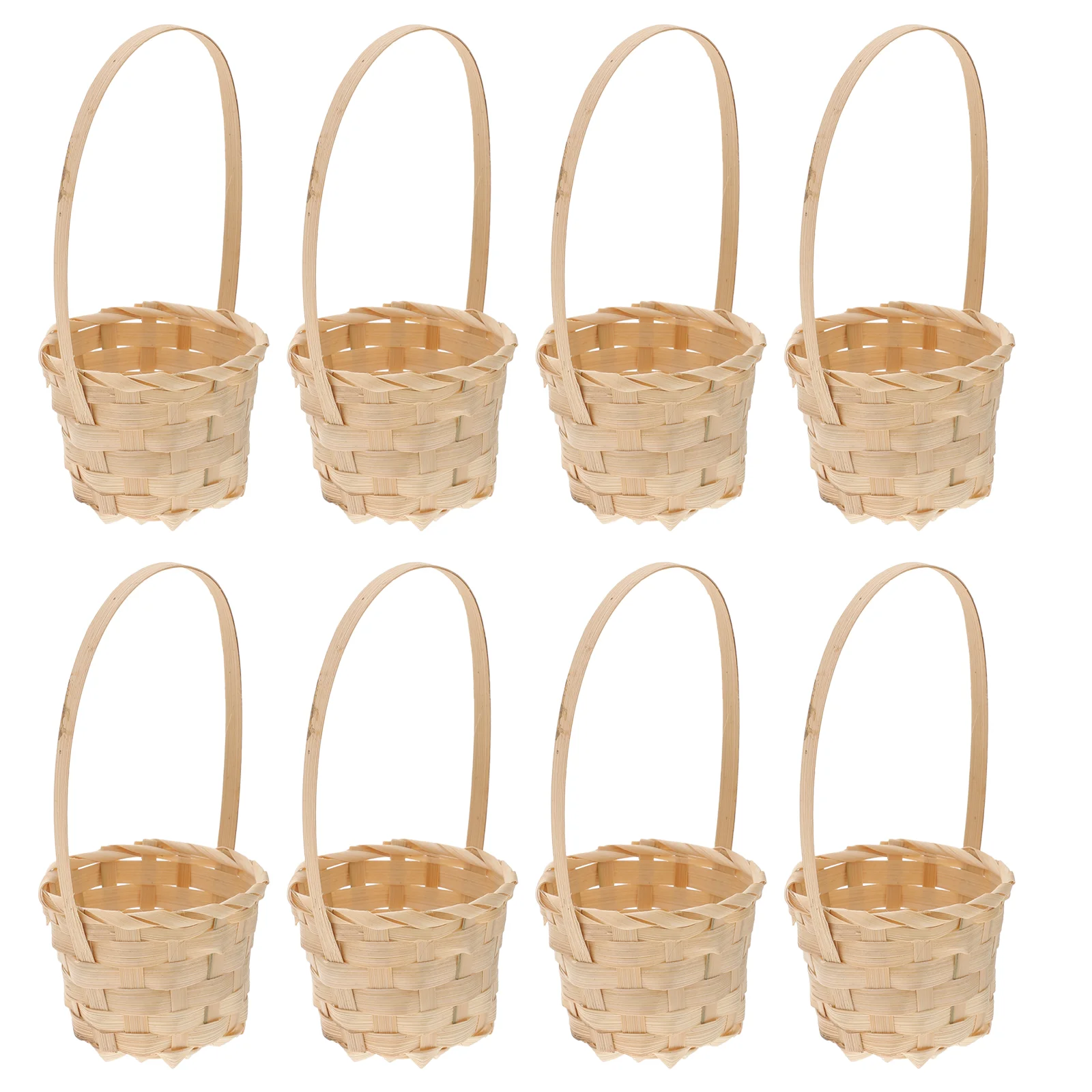 

8 Pcs Flower Basket Bamboo Weaving Picnic Round Candy Portable Shopping Fruit Decorative Picking Baby Boy Succulent Planters