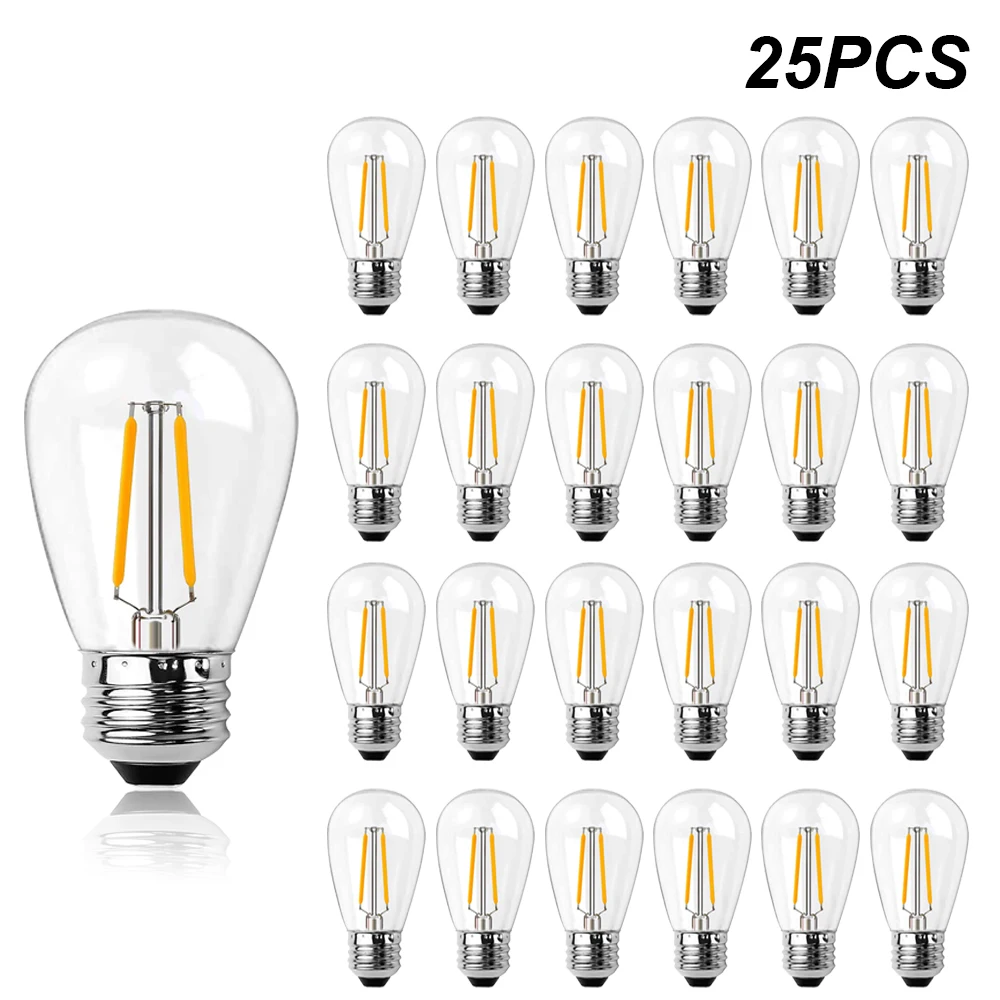 

2W LED S14 Replacement Light Bulbs E26 E27 Shatterproof Retro Edison Bulbs 110V 220V for Waterproof IP65 Outdoor String Lights