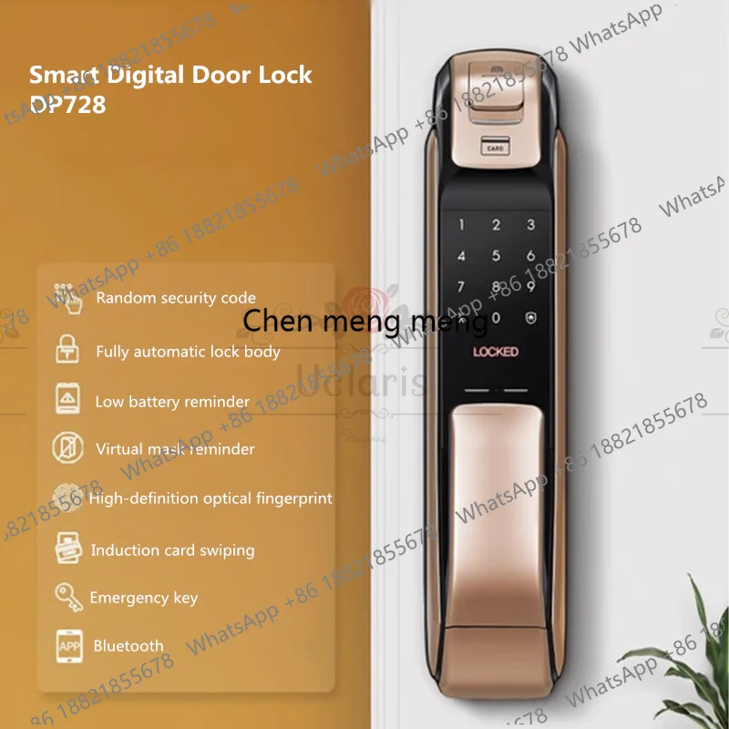 

Smart Digital Fingerprint Lock DP728 Home Automatic Push Pull Handle Anti-theft Door Electronic Password Doorlock