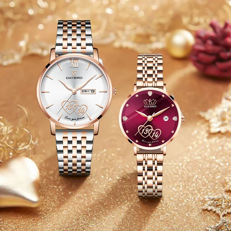 

DAYBIRDDayiao New Valentine's Day Life1314Quartz Calendar Steel Strap Couple Watch