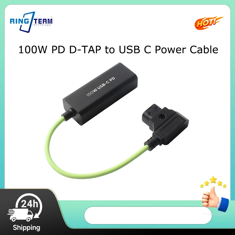 100W PD D-TAP to USB C Silicone Power Cable V Mount V Lock Battery Fast Charging Cord for Outdoor Filming Camera Adapter