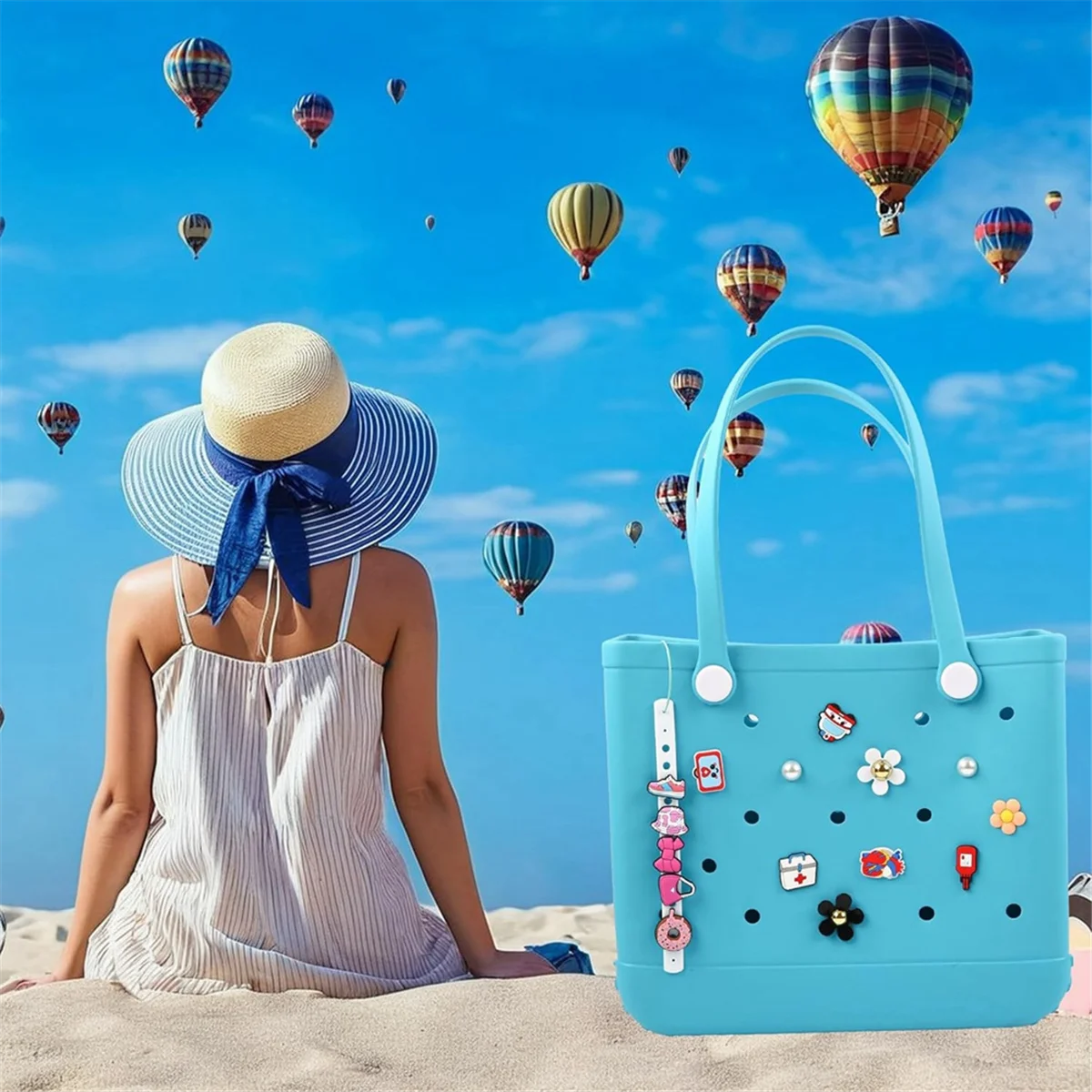ABJS Flower Charm Accessories for Bogg Bags and Simply Southern Tote, Beach Tote Beach Bag Accessories(8PCS)