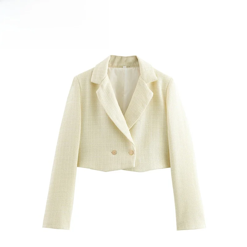 JNLEAOG Faionable ort Твидовый костюм Jaet женский осенний новый дизайн Senation Sli пальто Pure Color Long Sve