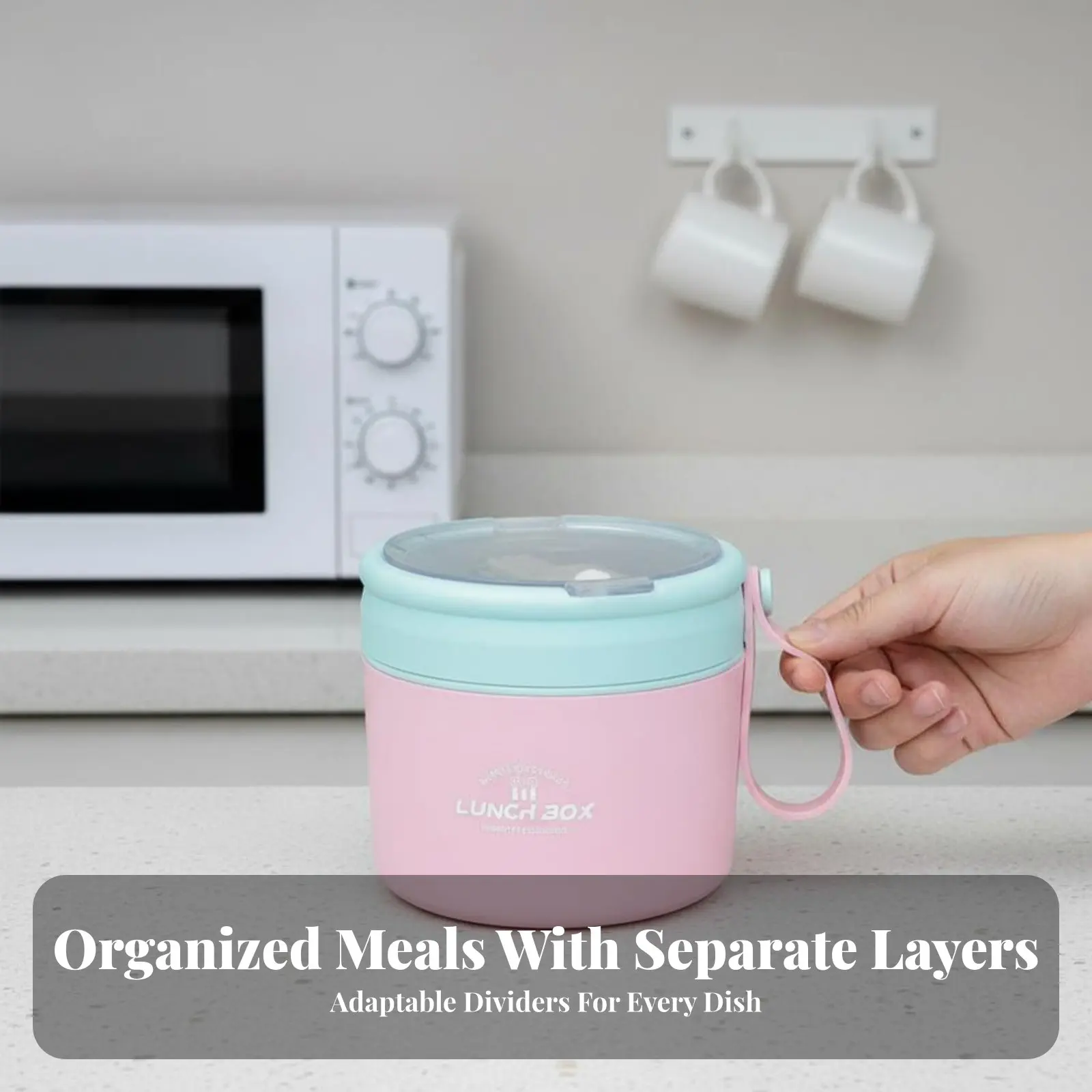 Portable Stainless Steel Lunch Box, Microwaveable Bento Container, Single Compartment, For Adults, Vibrant Color view 4