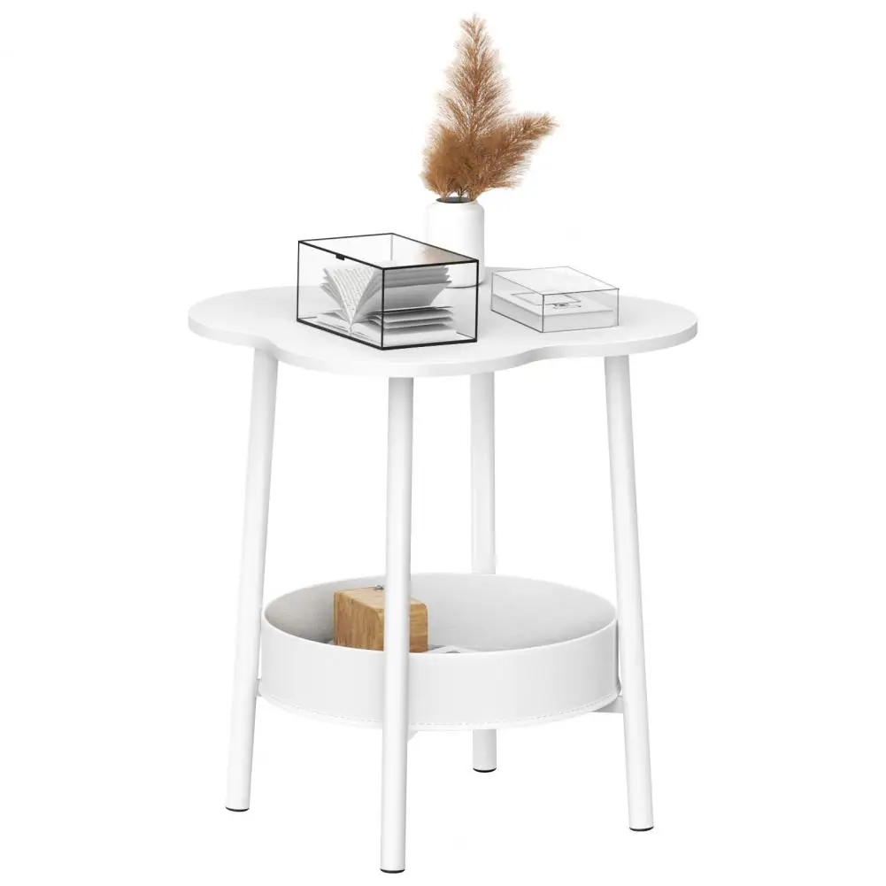 Flower Shaped Desktop Tea Table, Modern Style End Table, Living Room Center Minimalist Display Coffee Table with 2-Tier