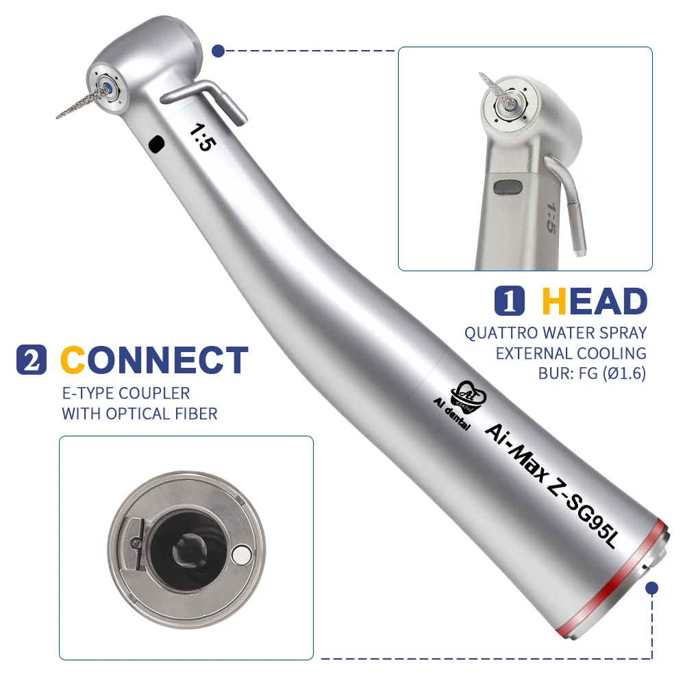 Dental ​Implant ​Handpiece ​Contra Angle 1:1/1:5/20:1 Low Speed Fiber Optic External Water For Surgery Electirc Implant Motor