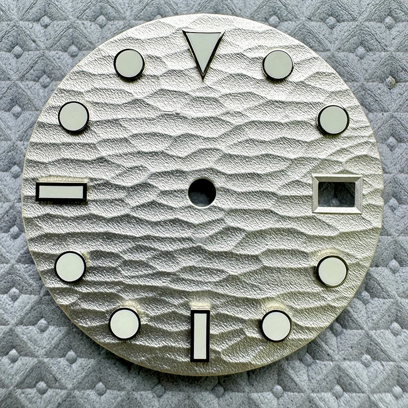 28.5 مللي متر لا شعار ساعة الطلب موجة نمط الأخضر مضيئة الهاتفي جديد مذكرات ساعة الطلب لحركة NH35/NH36/4R/7S تعديل إصلاح