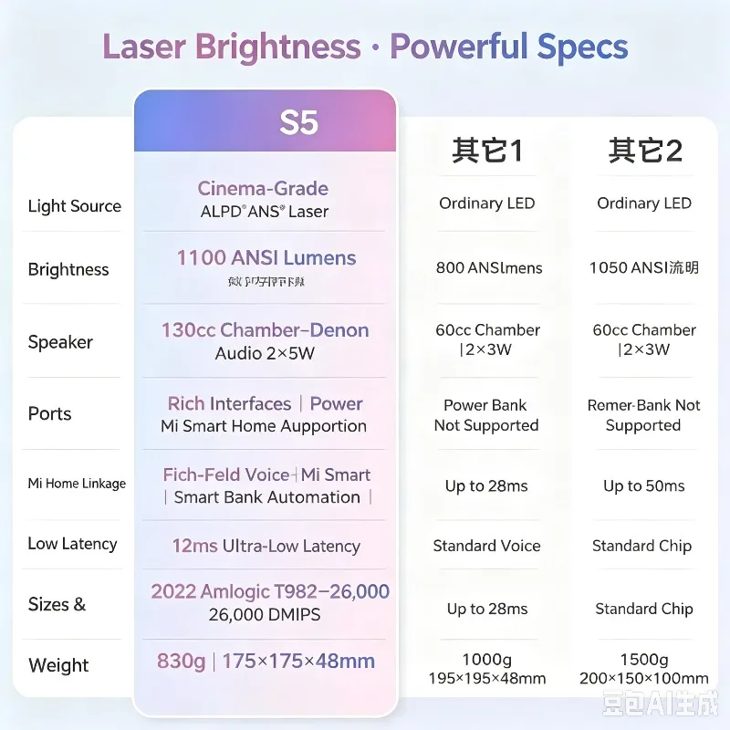 S5 Laser Projector Home High Definition High Definition Bedroom Wall Home Theater Office Conference Homestay Overseas Version