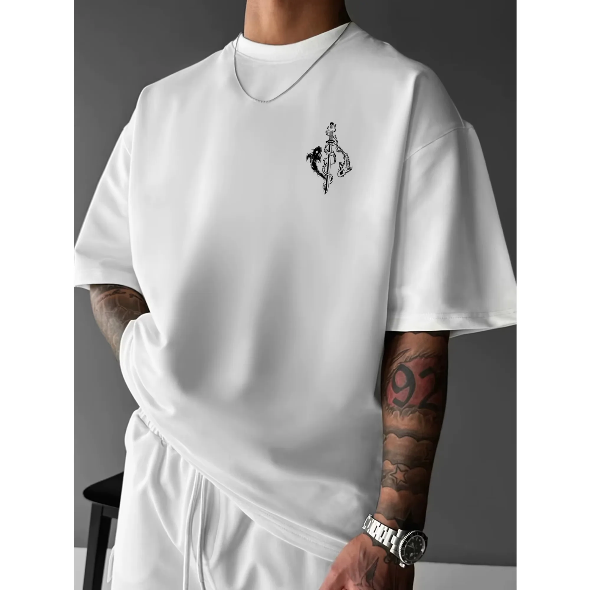 Bushido & Samurai Sword Print 100% Cotton Men Woment T-shirt Summer Autumn Daily Outdoor Sports Casual Loose Street Short-sleeve