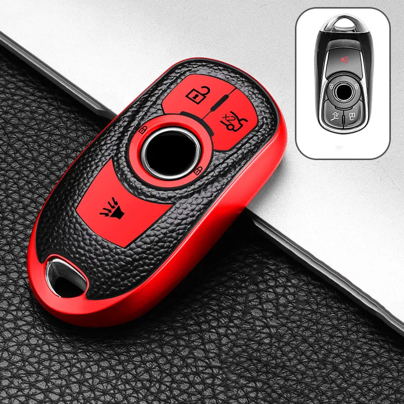 Leather TPU Car Key Cover Bag Case Shell Protector for Buick Encore Envision Excelle Lacrosse Regal Verano GX GL6