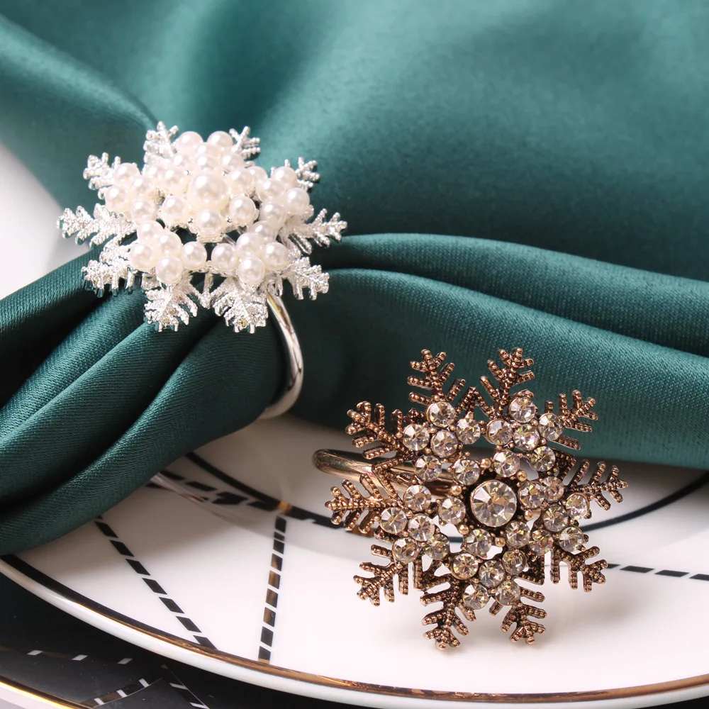 

6PCS Christmas snowflake napkin ring metal napkin ring hotel holiday napkin buckle tableware decorations High Quality