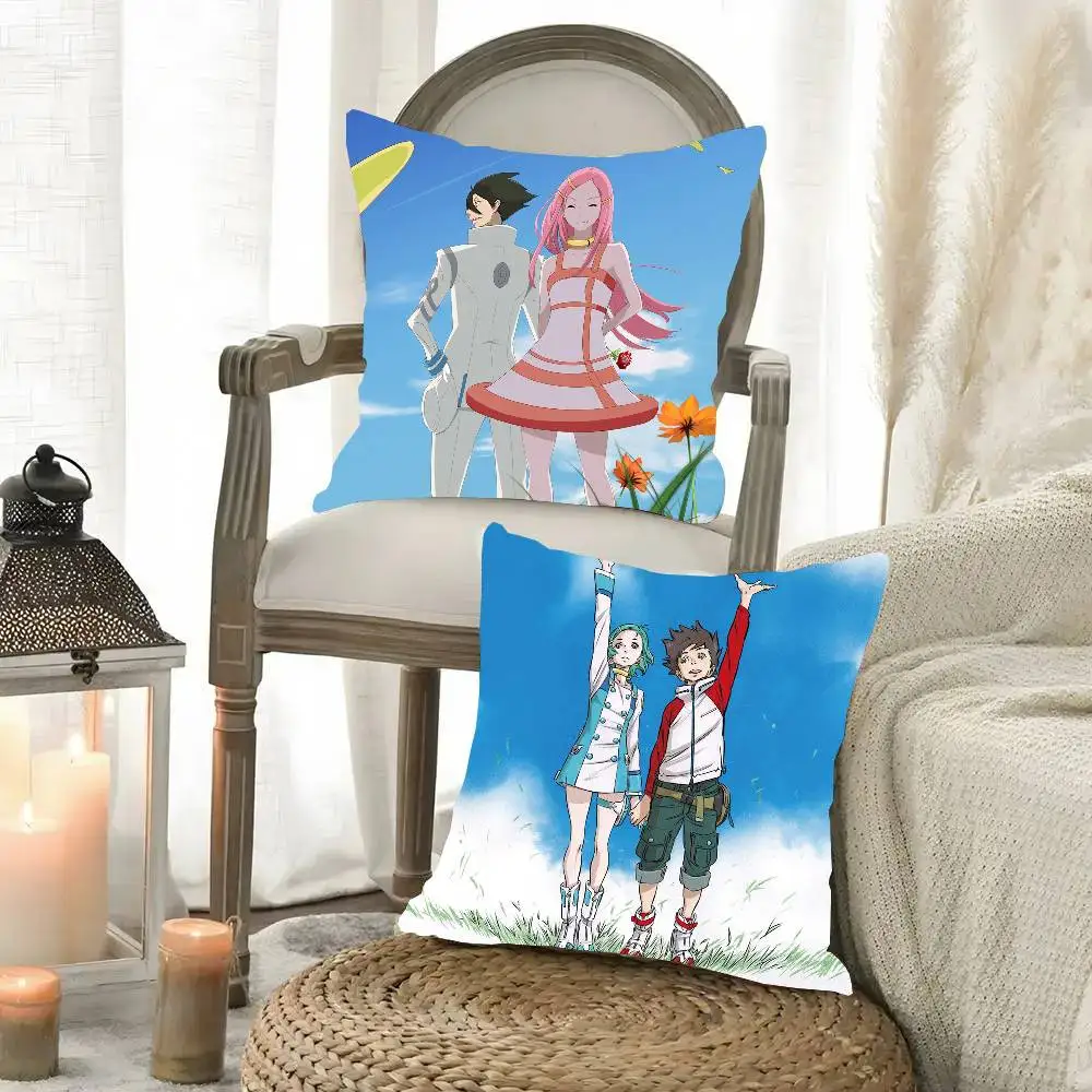 Anime E-Eureka Seven Pillow Case Fashion Square Pillowcase Bedroom Sofa Room Ins Decoration Leisure