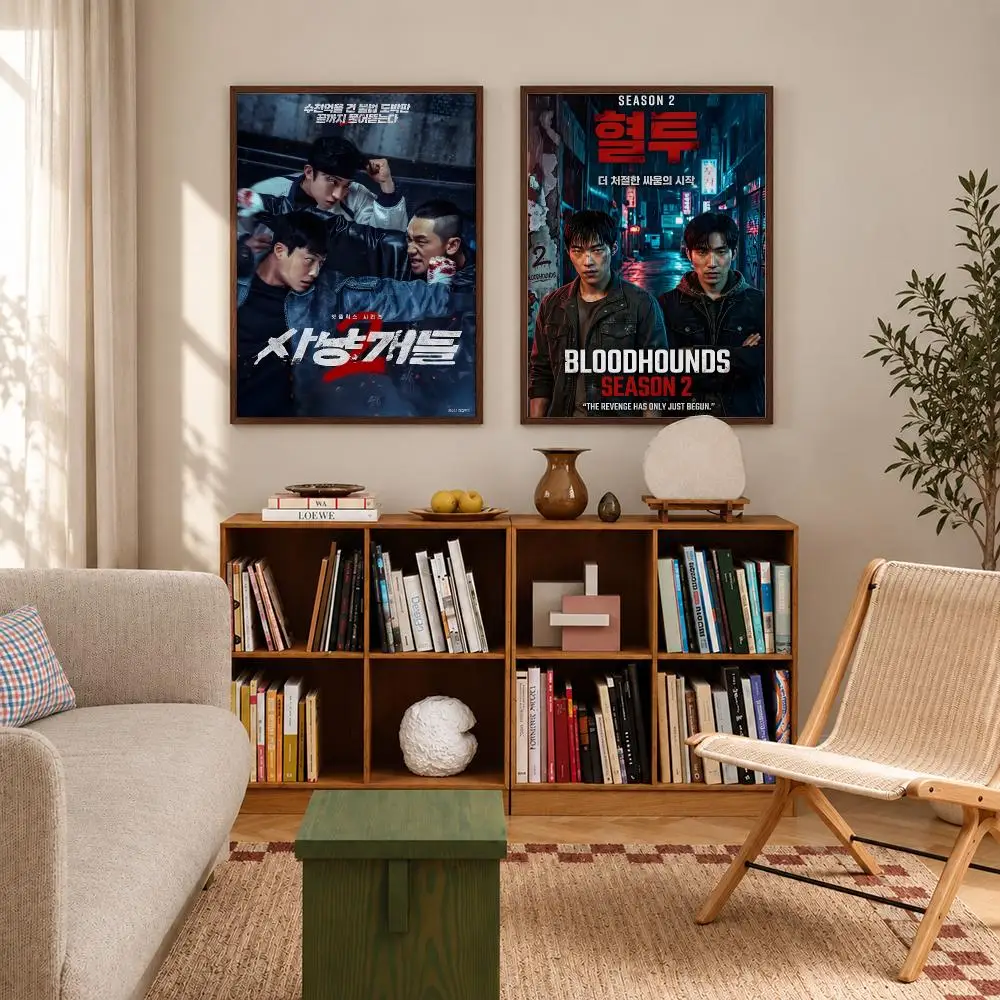 Intense Korean Action Thriller Bloodhounds Poster Self‑Adhesive Waterproof Poster Sticker Coffee House Bar Wall Art Home Decor