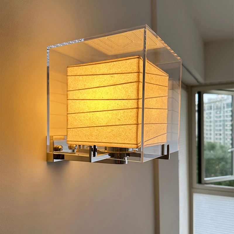 

Designer Style Minimalist Square Glass Wall Lamp for Living Room Bedroom Bedside Light Hotel Homestay Study Creative Desk Lamp