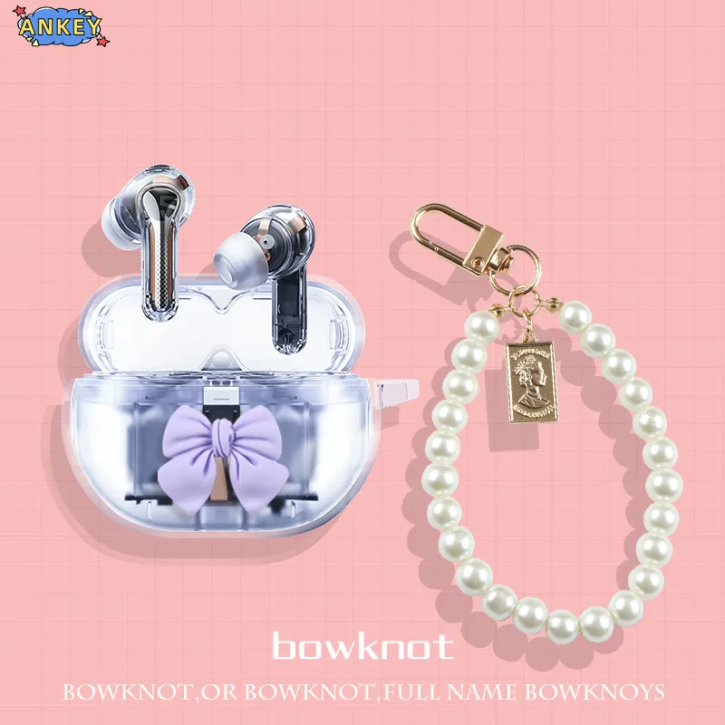 Case for SoundPEATS Capsule3 Pro Pro+ Plus Protective Transparent TPU Bowknot Covers Earphone Shell Headphone Portable Shell