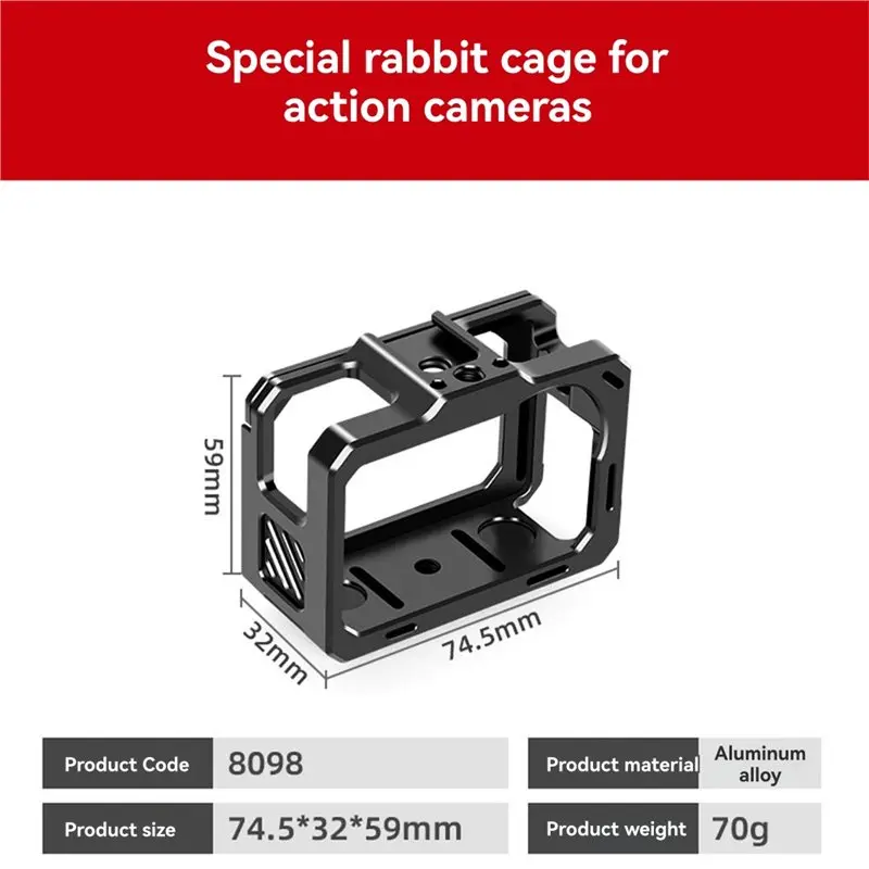ABDW-Aluminum Alloy Camera Cage Protective Frame Full-Coverage For AKASO Brave8 Action Cameras