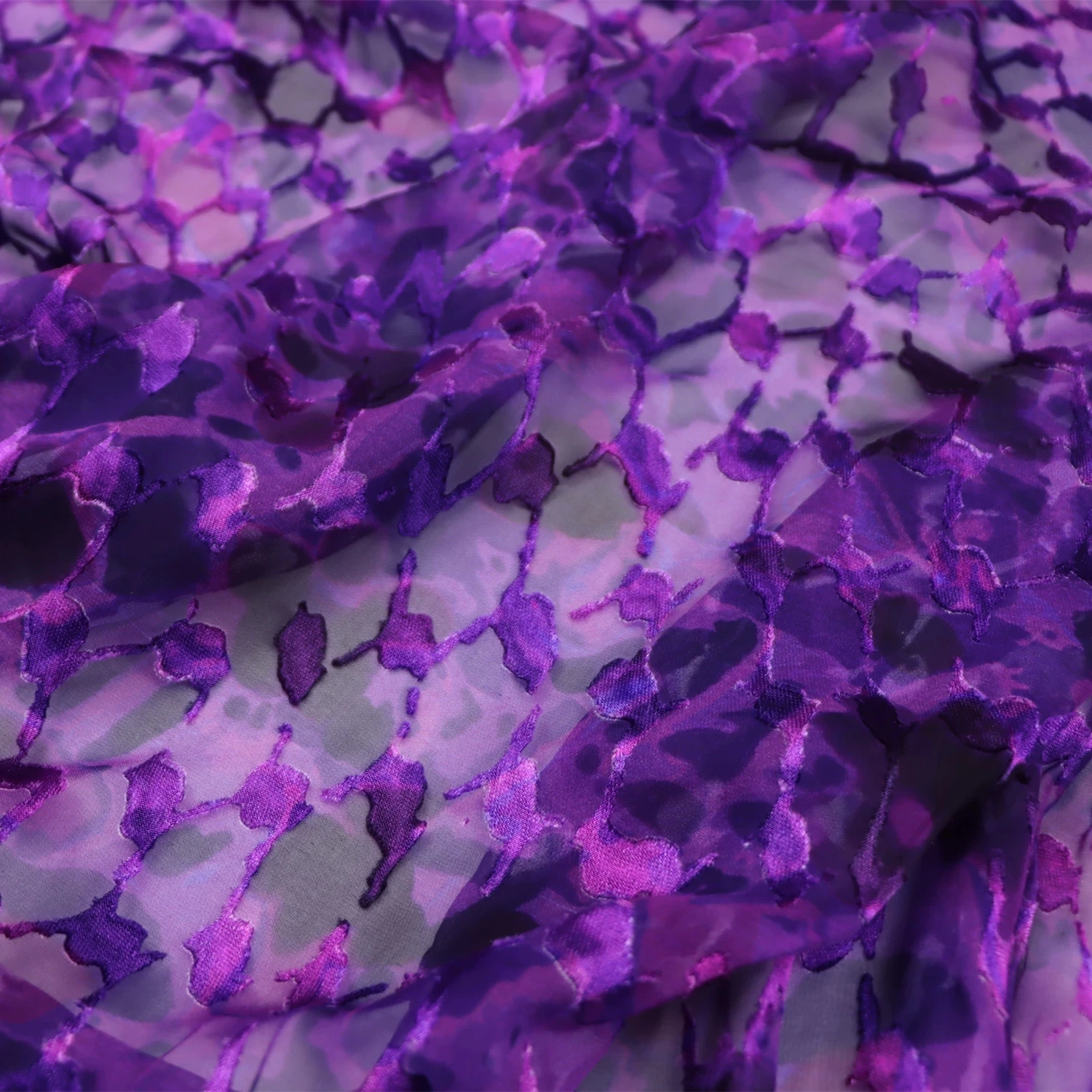 Beautiful Environmental Regular Dark Purple Silk Burn Out Fabric Opal for Shawl Lady Dress Pajama Pants Cloth