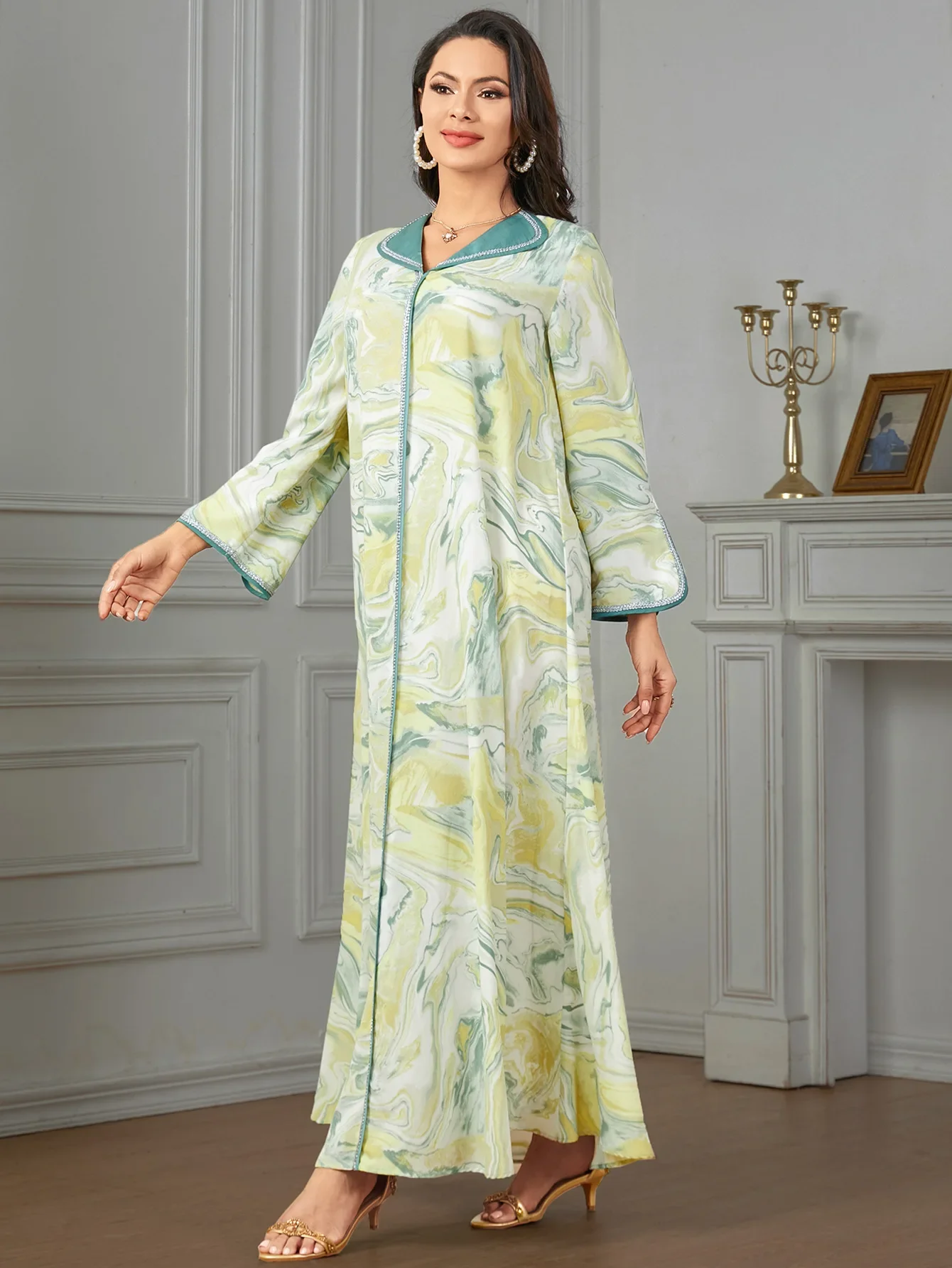 Eid Muslim Party Dress for Women Print Ramadan Abaya Long Dress Morocco Kaftan Vestidos Largos Dubai Turkey Robe Jalabiya 2024