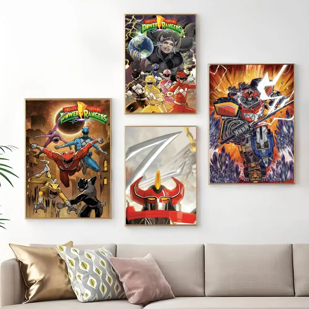 M-Mighty Morphin Power Rangers Painting Calligraphy Print Canvas Art Pictures Home For Living Room Modern Decor Room Home Decor