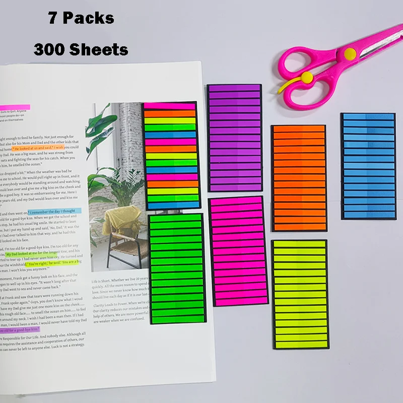 KindFuny 300 Sheets Transparent Sticky Notes Self- Adhesive BookMarkers Annotation Reading Book Clear Tab Kawaii Cute  Posted It