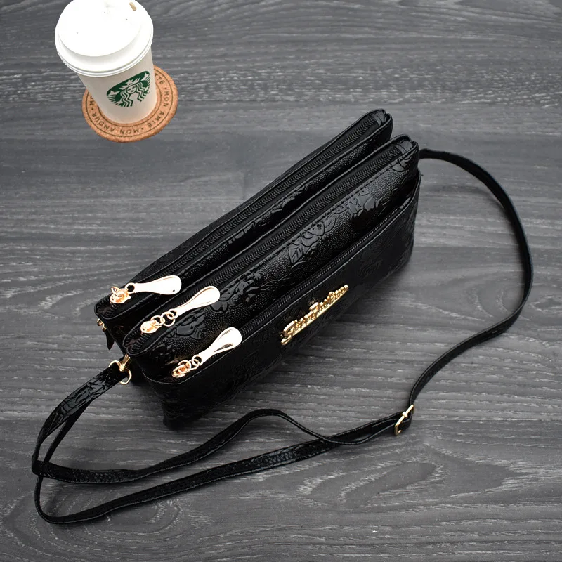 women's wallet Four zipper long clutch bag 3D knurling Retro leather Purse sac femme portfel damski wristlet kadın phone wallet